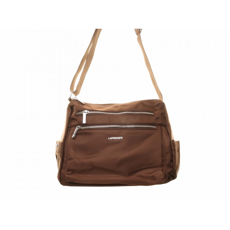 Brown Twin Zip Soft Shoulder Bag