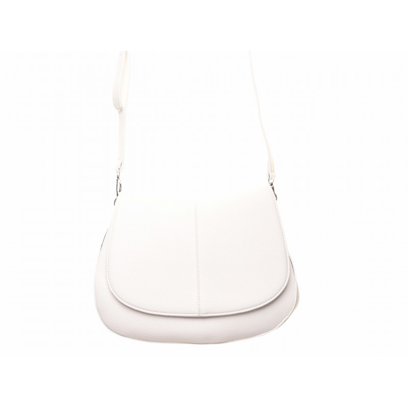 White Flap Over Front Soft Shoulder Bag