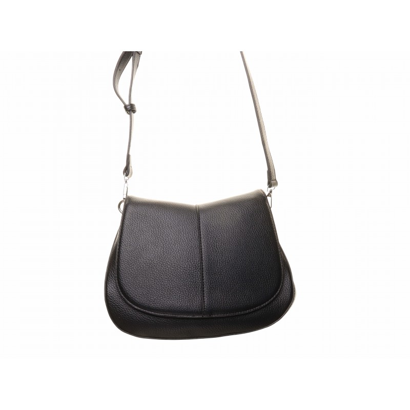 Black Flap Over Front Soft Shoulder Bag