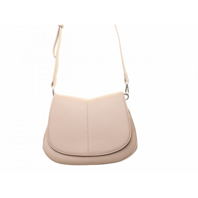 Taupe Flap Over Front Soft Shoulder Bag