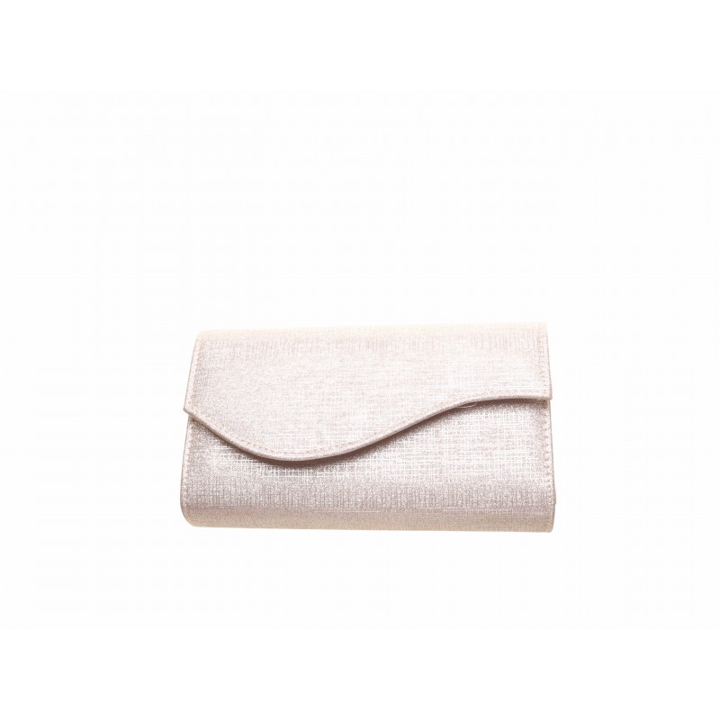 Champagne Curved Flap Glimmer Clutch Bag
