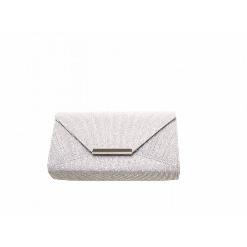 Silver Pleated Glimmer Clutch Bag