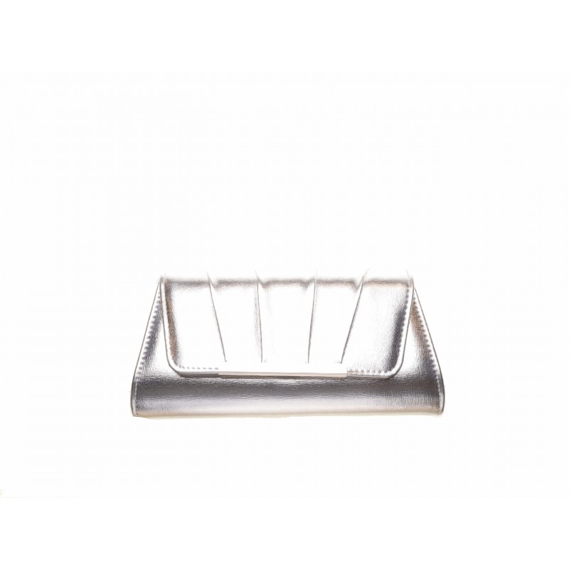 Silver Five Panel Metallic Clutch Bag