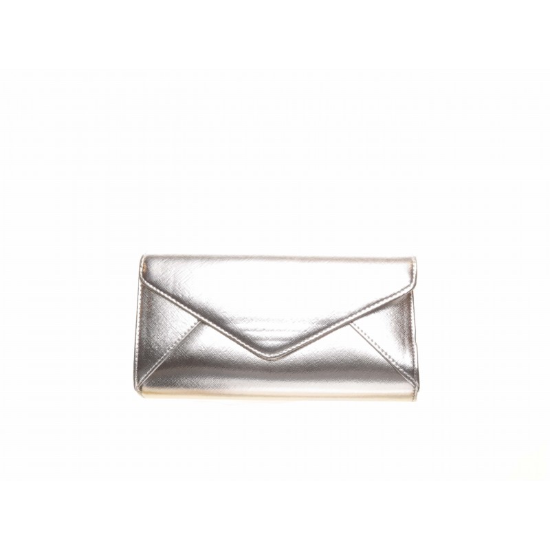 Silver Envelope Metallic Clutch