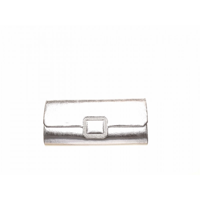 Silver Diamante Clasp Clutch Bag