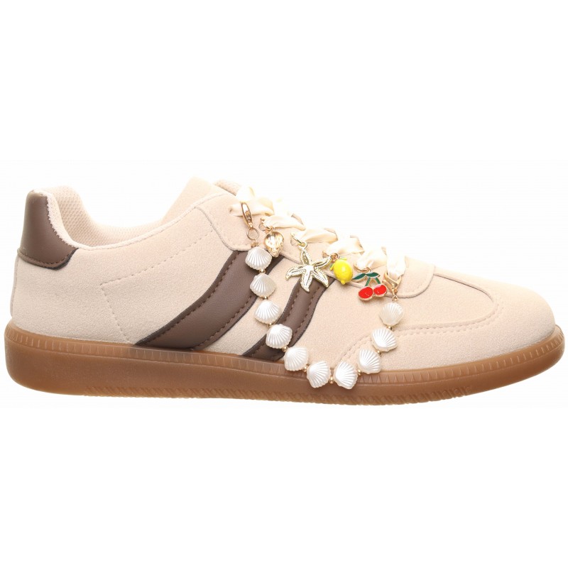 Beige Two Stripe Charm Trainers