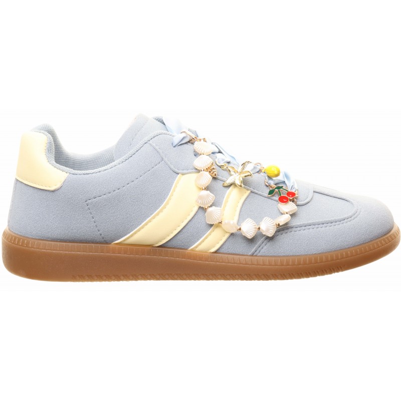 Blue Two Stripe Charm Trainers