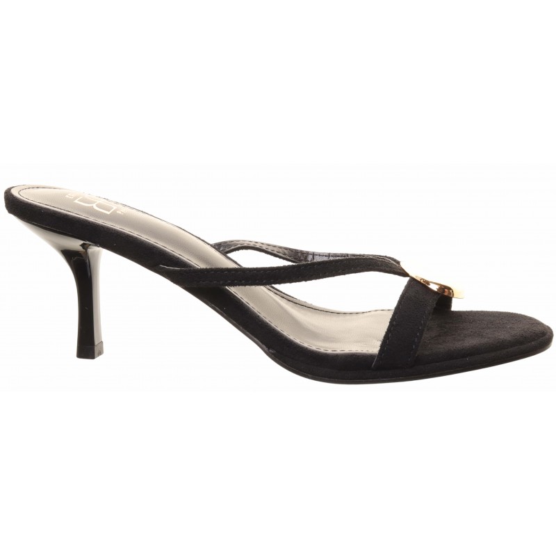 Black Gold Trim Low Heel Sandals