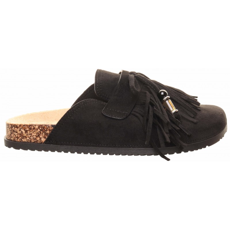 Black Fringe Mule