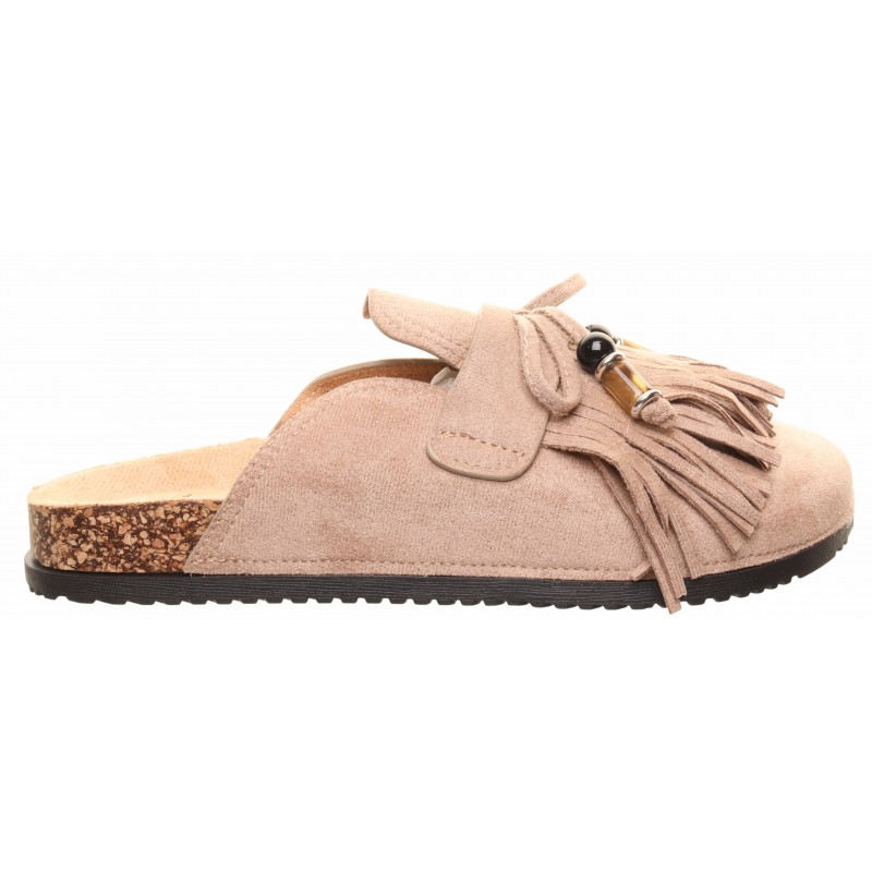 Taupe Fringe Mule