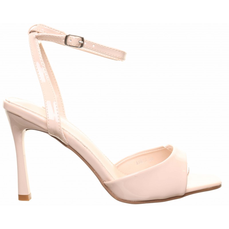Beige Halter Strap Mid Heel Sandals