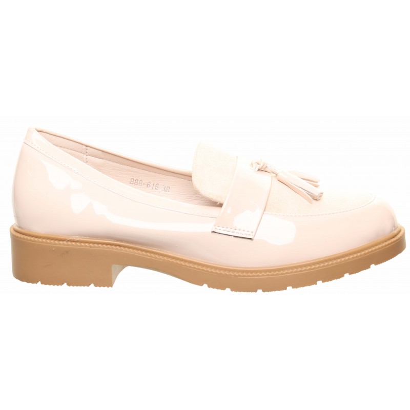 Beige Flat Tassel Loafers