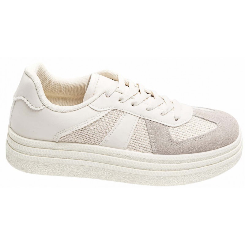 Beige Chunky White Sole Trainers