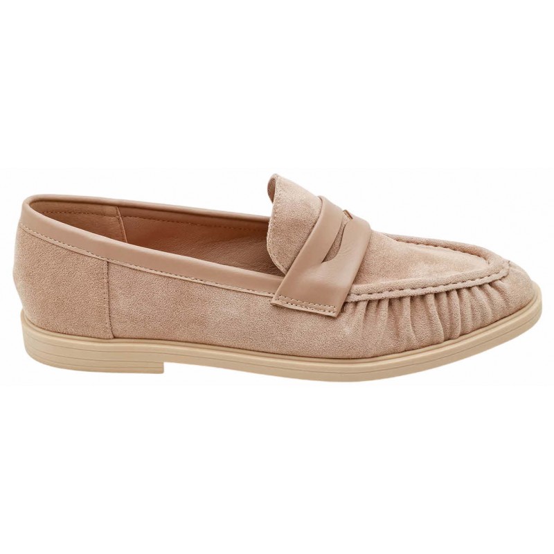 Beige Flat Loafers