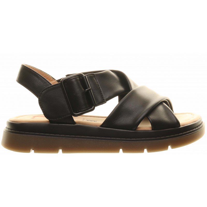 Heavenly Feet Black Cross Strap Sandals
