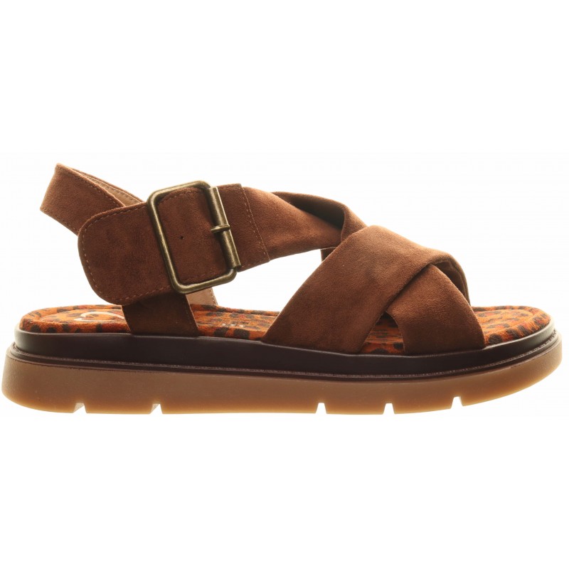 Heavenly Feet Brown Cross Strap Sandals
