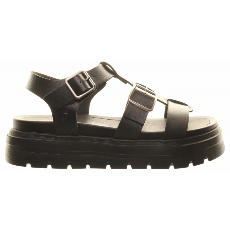 Heavenly Feet Black Chunky Strap Sandals