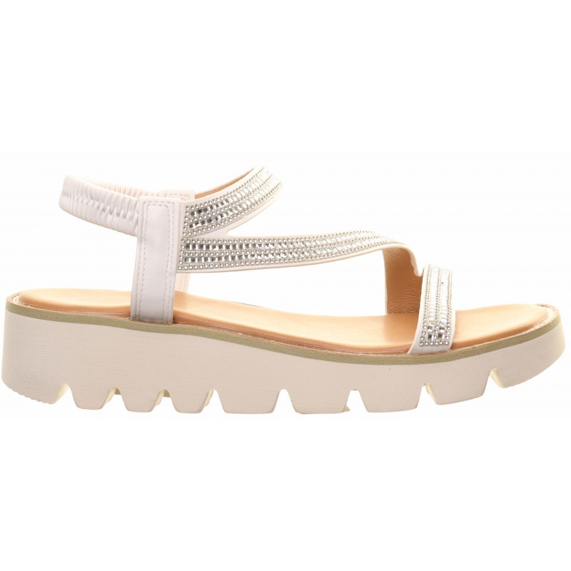 Heavenly Feet White Diamante Strap Sandals