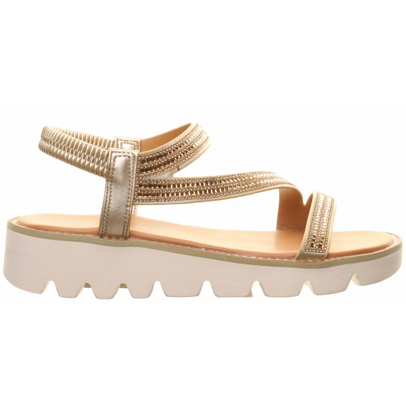 Heavenly Feet Gold Diamante Strap Sandals