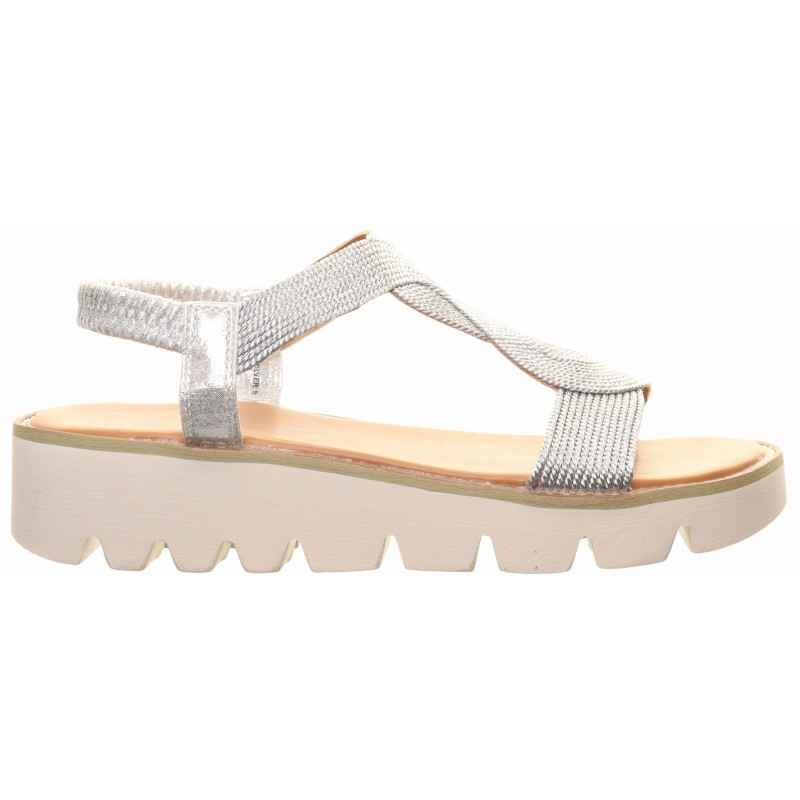Heavenly Feet Silver Hessian Effect Wedge Sandals