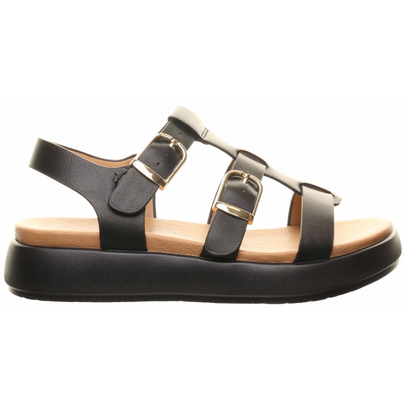 Heavenly Feet Black Two Buckle Sandals