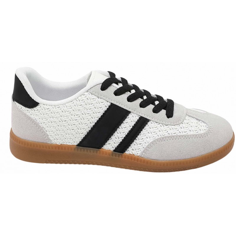 White Black Side Stripe Trainers