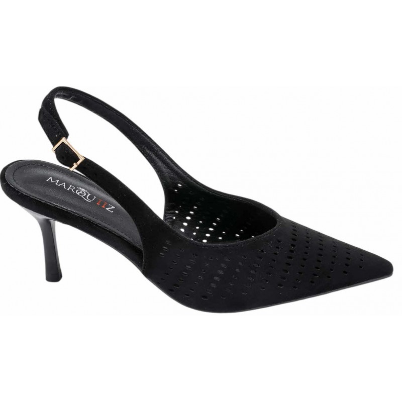 Black Sling Back Mid Heel Courts
