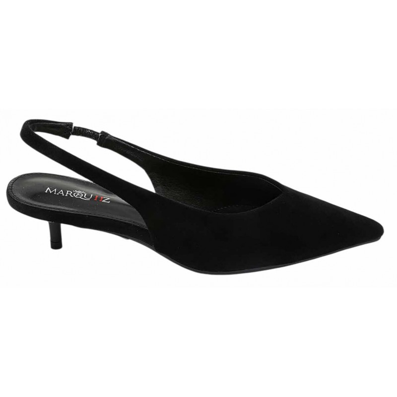 Black Kitten Heel Sling Backs