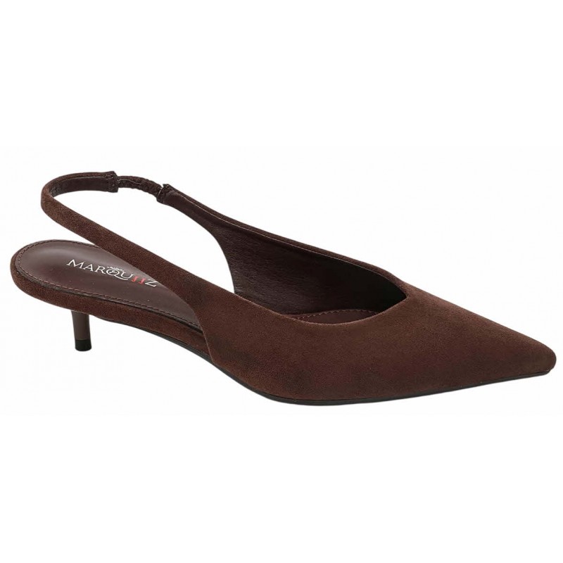 Brown Kitten Heel Sling Backs