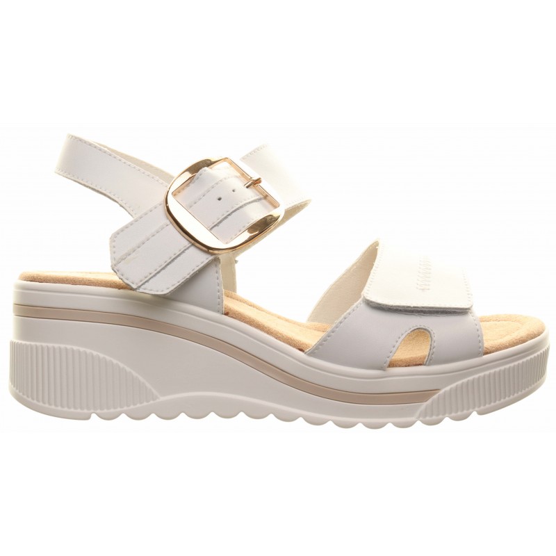 Redz White Wedge Buckle Sandals