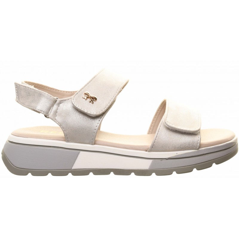 Redz Silver Low Wedge Velcro Sandal