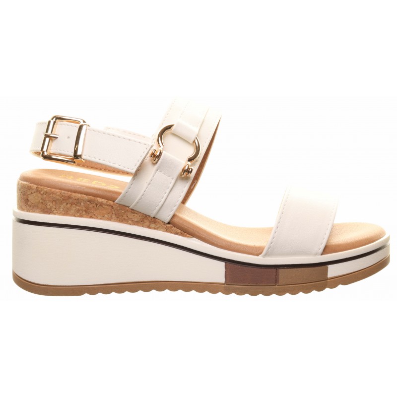 Redz White Side Trim Wedge Sandals