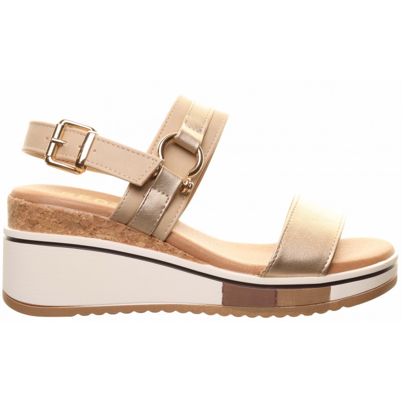 Redz Gold Side Trim Wedge Sandals