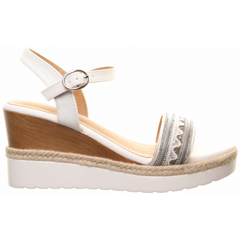 White Two Tone Wedge Sandal