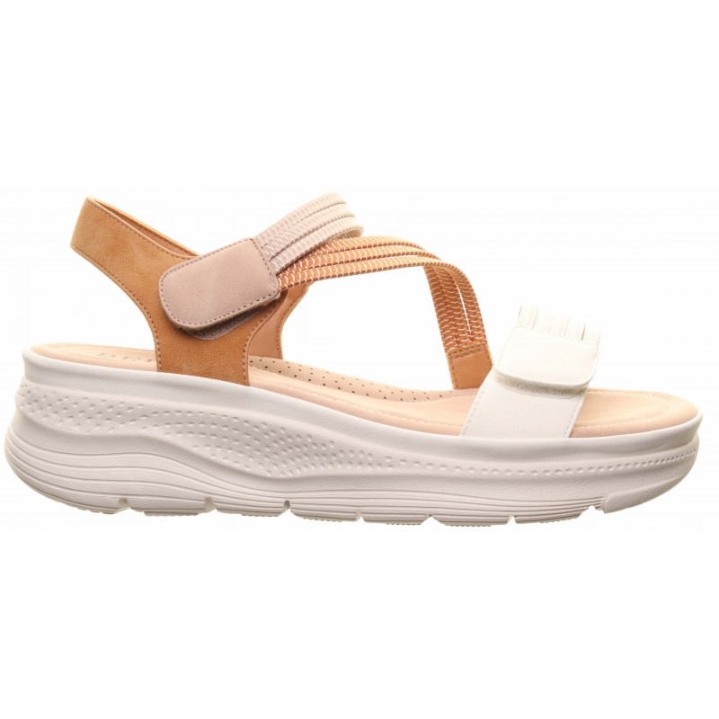 Redz Pink Tan Low Wedge Elasticated Sandal