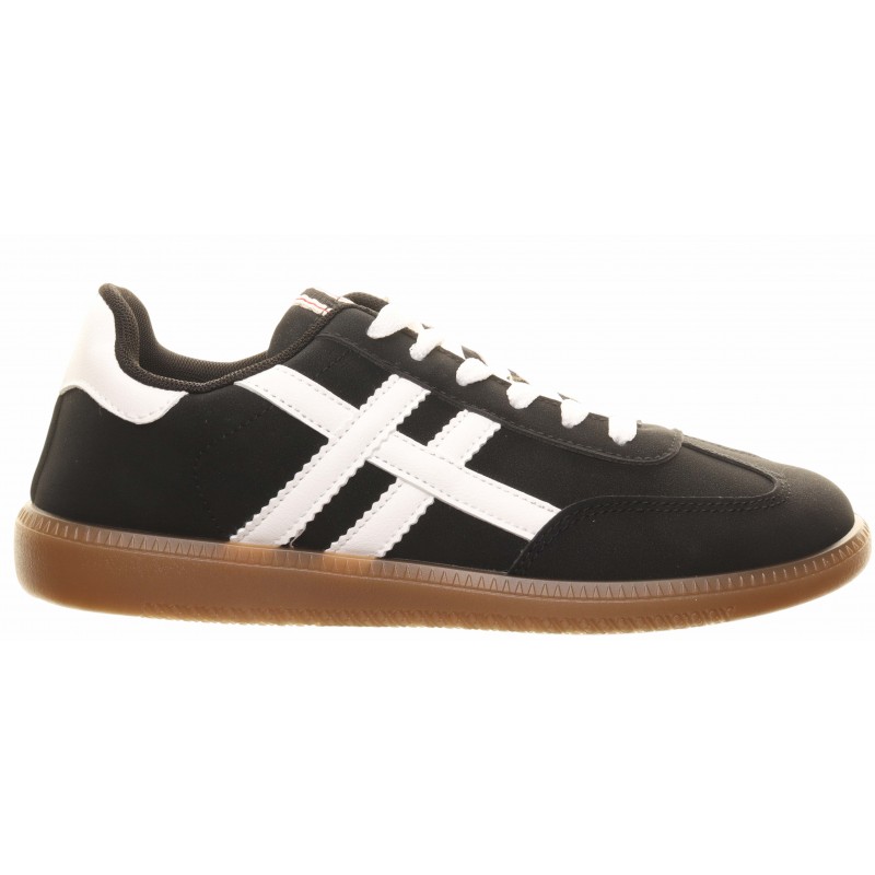 Black White H Stripe Gum Sole Trainer