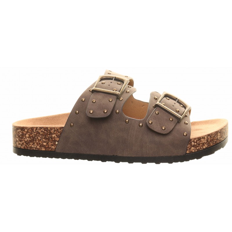 Heavenly Feet Brown Two Strap Stud Foot-bed Sandal