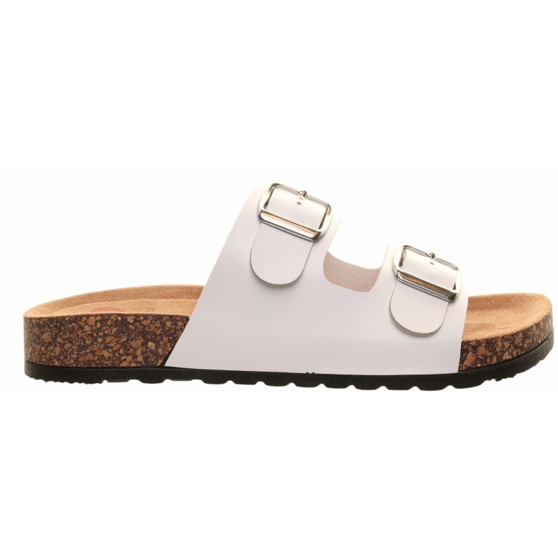 Heavenly Feet White Two Strap Foot Bed Sandals