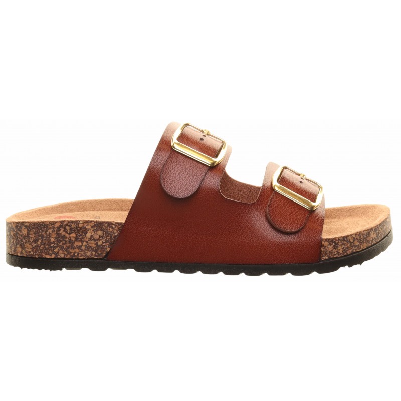 Heavenly Feet Brown Two Strap Foot Bed Sandals