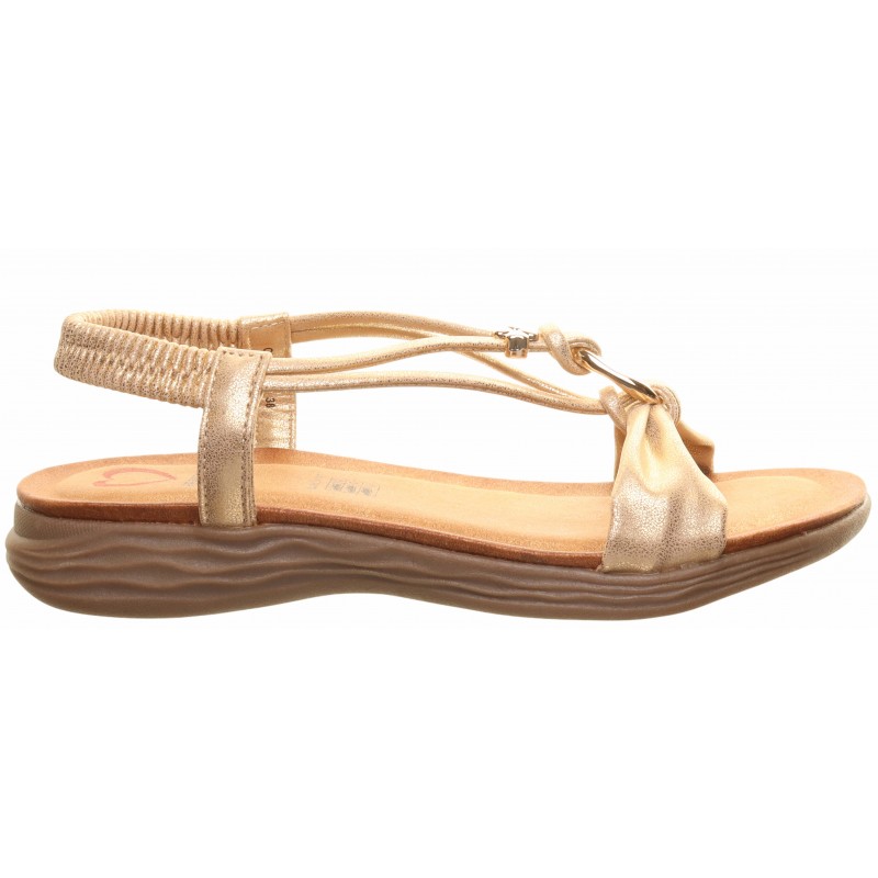 Heavenly Feet Gold Gold Trim Flat Sandals