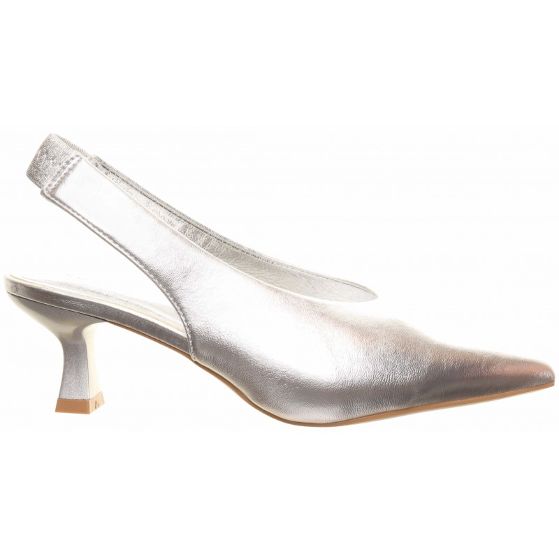 Silver High Cut Kitten Heels