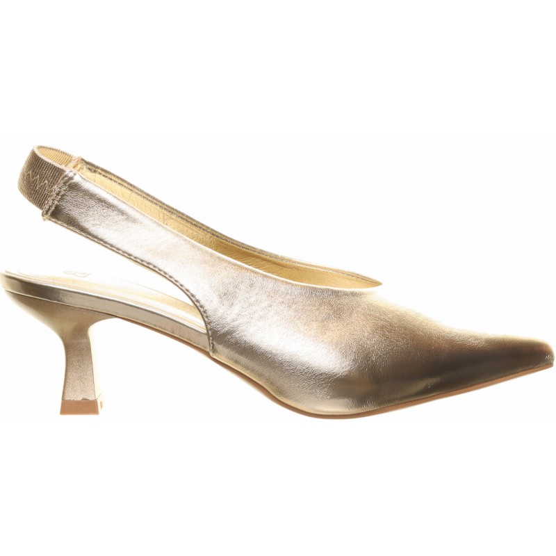 Gold High Cut Kitten Heels