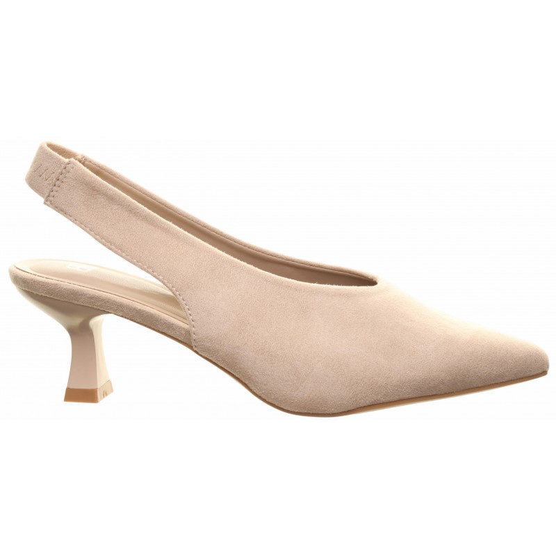 Beige High Cut Kitten Heels