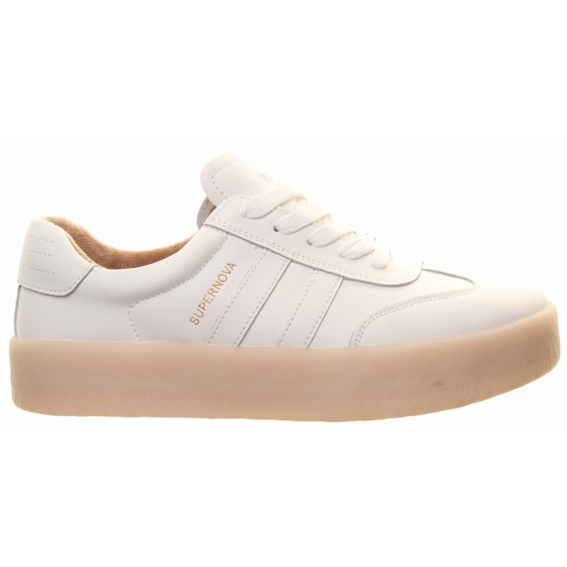 Drilleys White Two Stripe Trainer