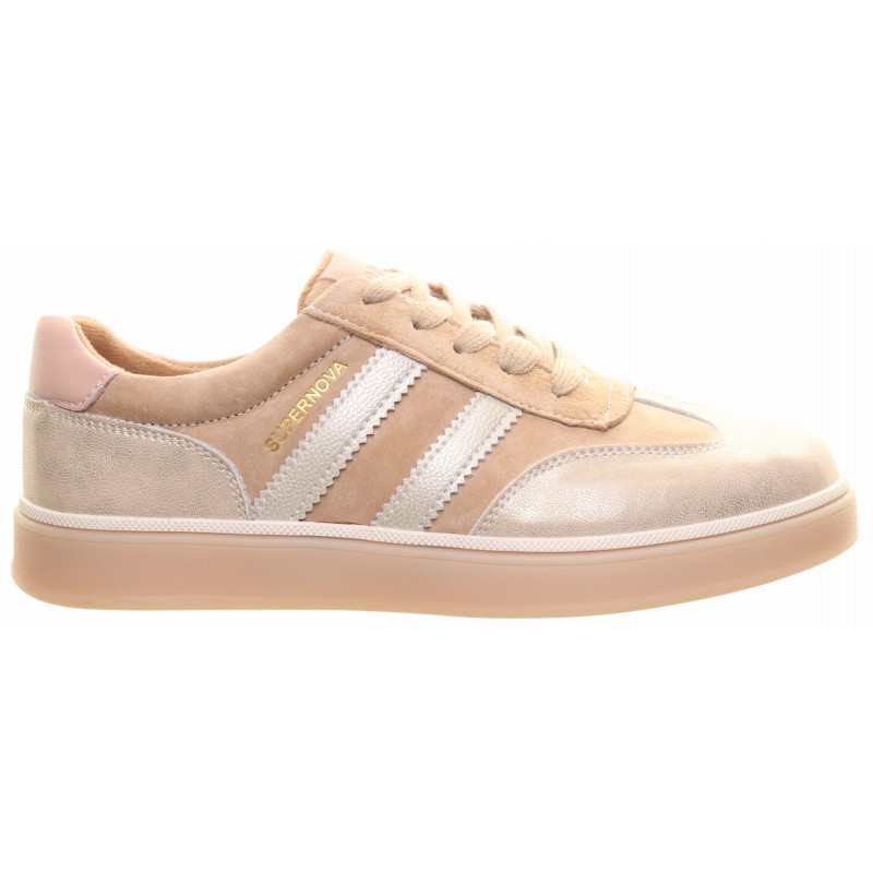 Drilleys Taupe Two Stripe Trainer