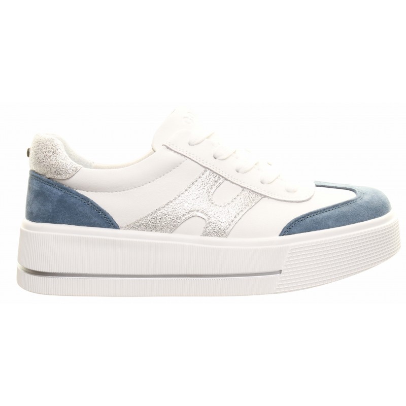 Patrizio Como Blue White Side H Stripe Trainer