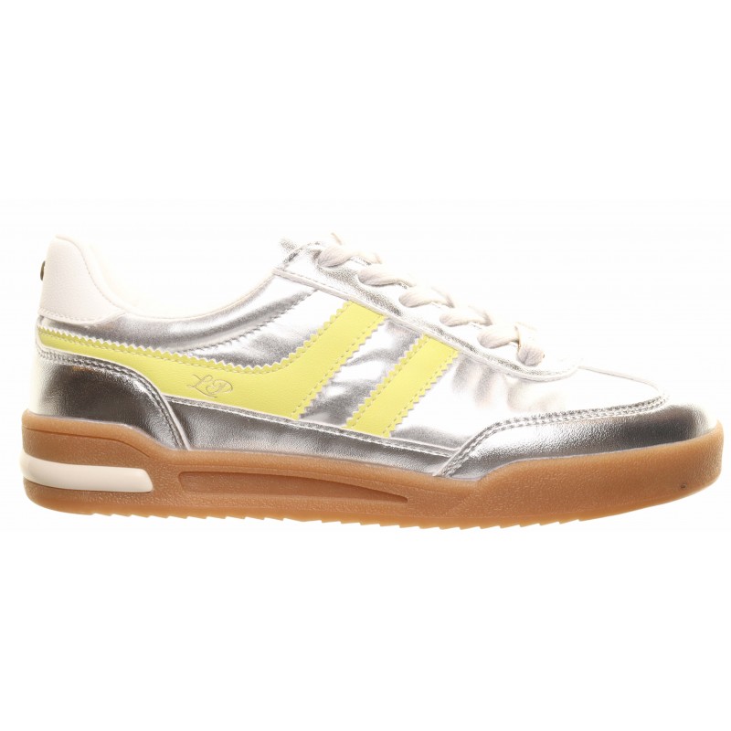 Tommy Bowe Silver Yellow L Stripe Gum Sole Trainer