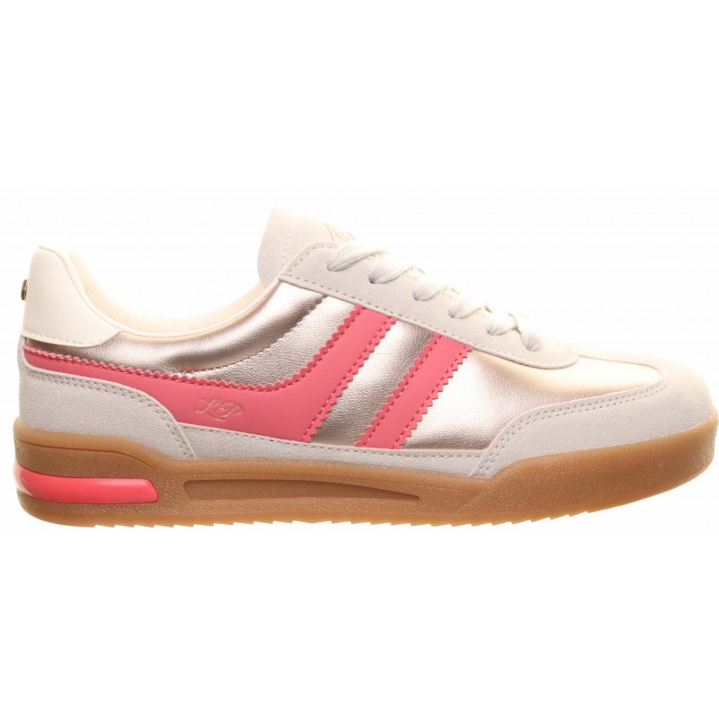 Tommy Bowe Gold Pink L Stripe Gum Sole Trainer