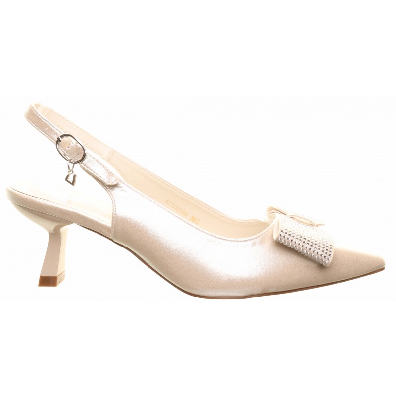 Una Healy Beige Kitten Heel Flat Bow Trim Courts