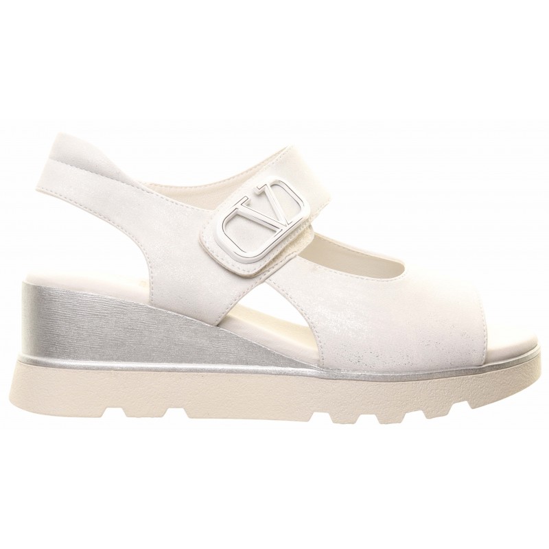 Zanni & Co Silver V Trim Wedge Sandals